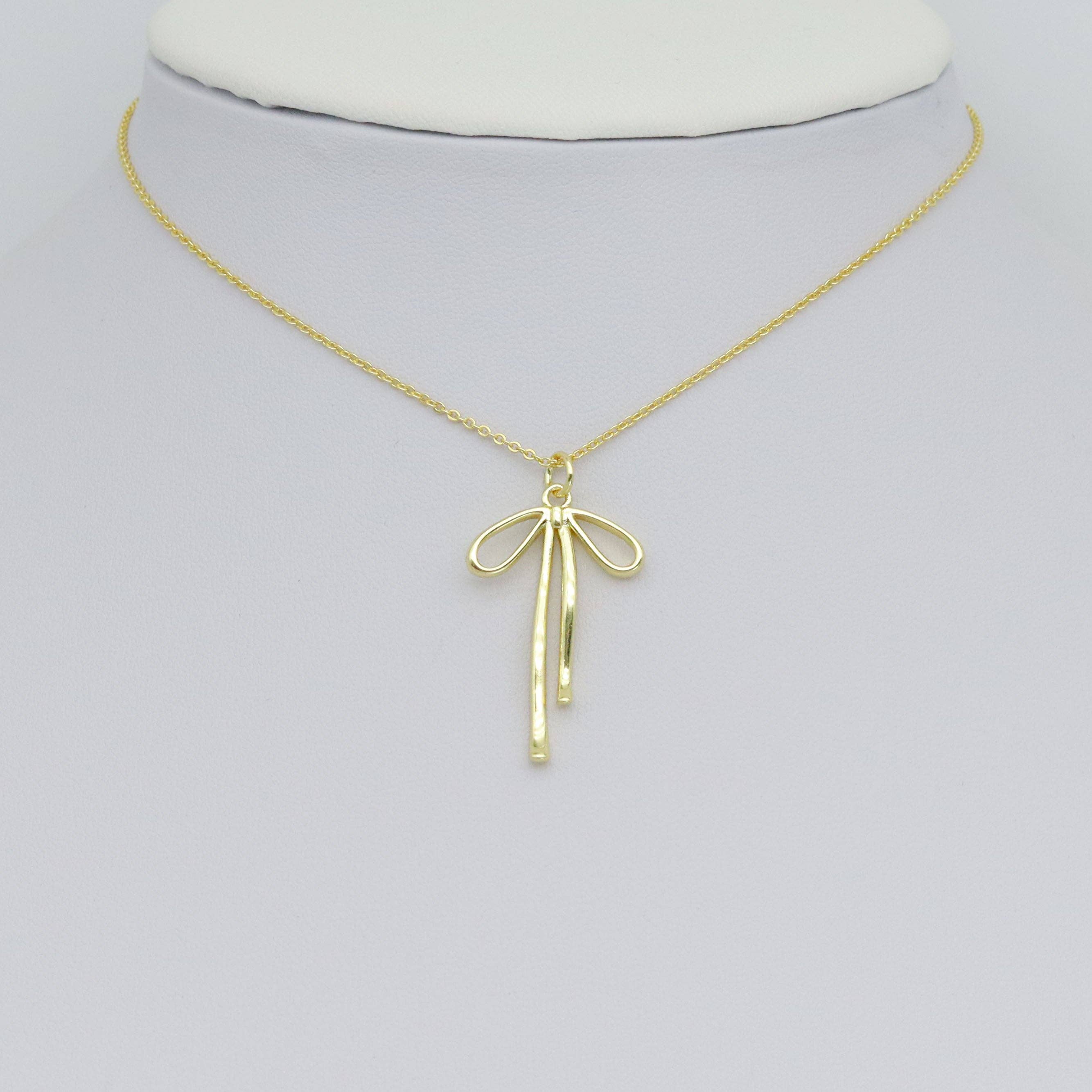 Gold Bowknot Shape Charm Pendant, Sku#LK1052