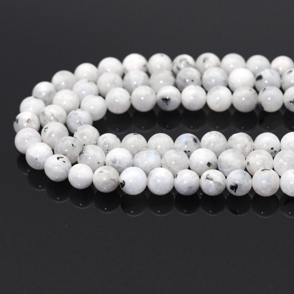 Genuine Tourmalated Blue Moonstone, 6mm/8mm/10mm Round Smoot