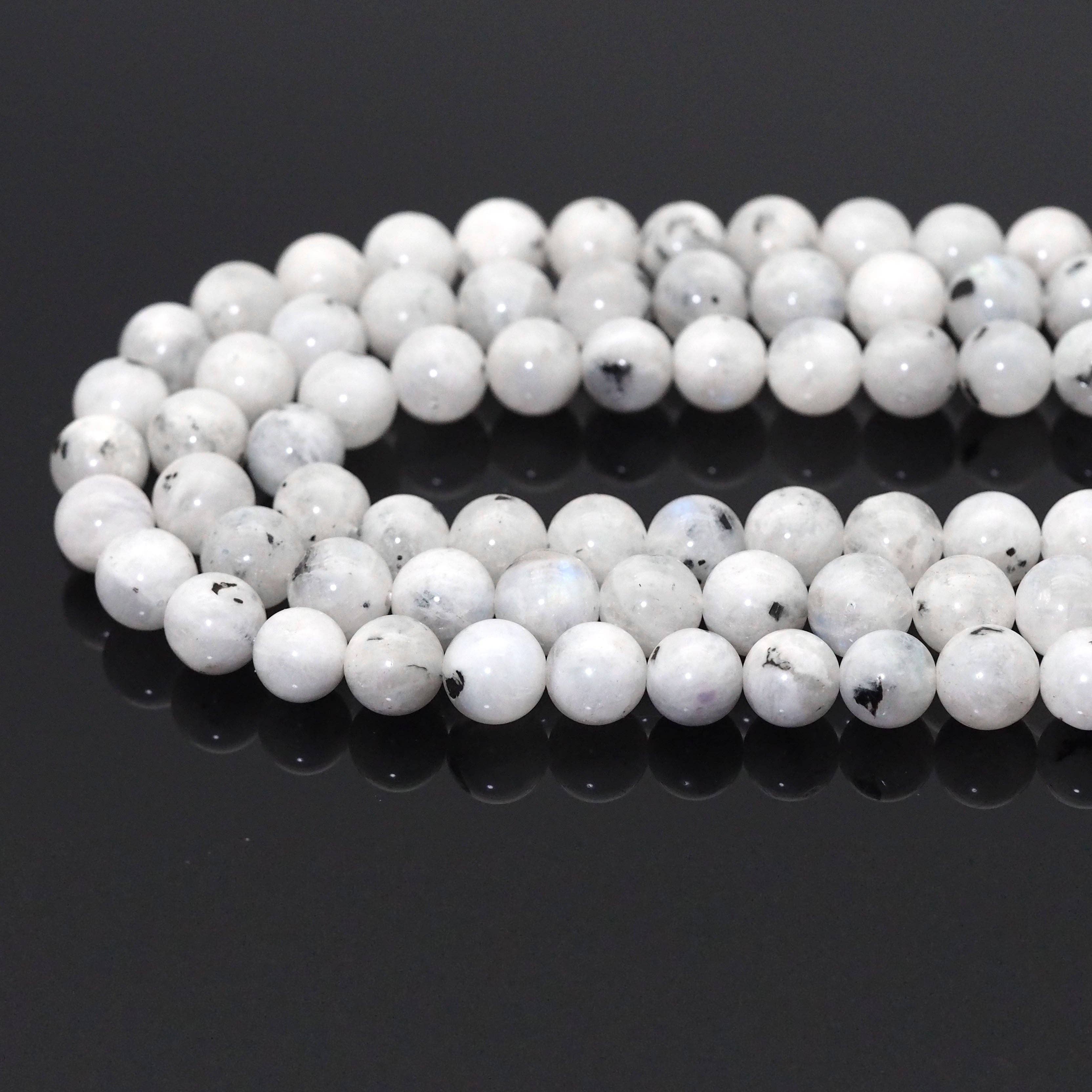 Genuine Tourmalated Blue Moonstone, 6mm/8mm/10mm Round Smoot