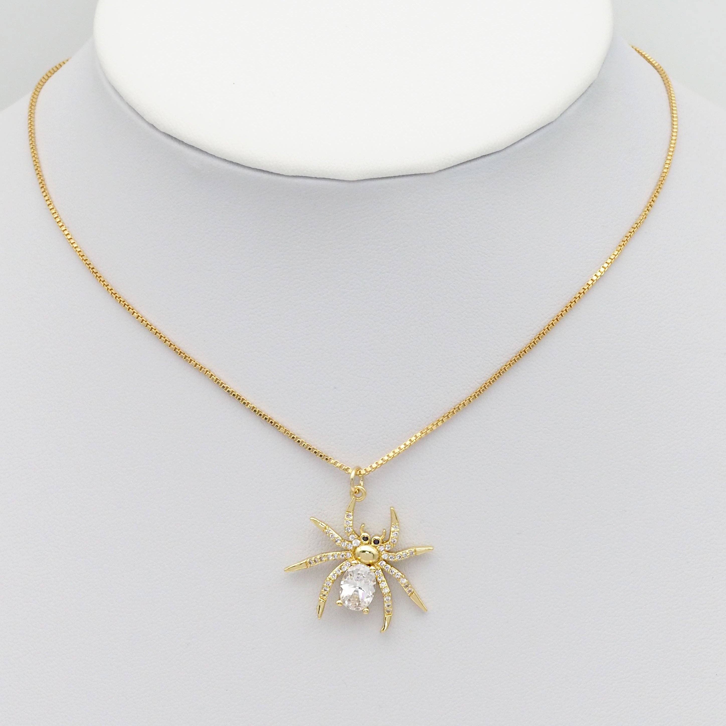 ClearCZ Gold Silver Spider Shape Charm, Sku#B363