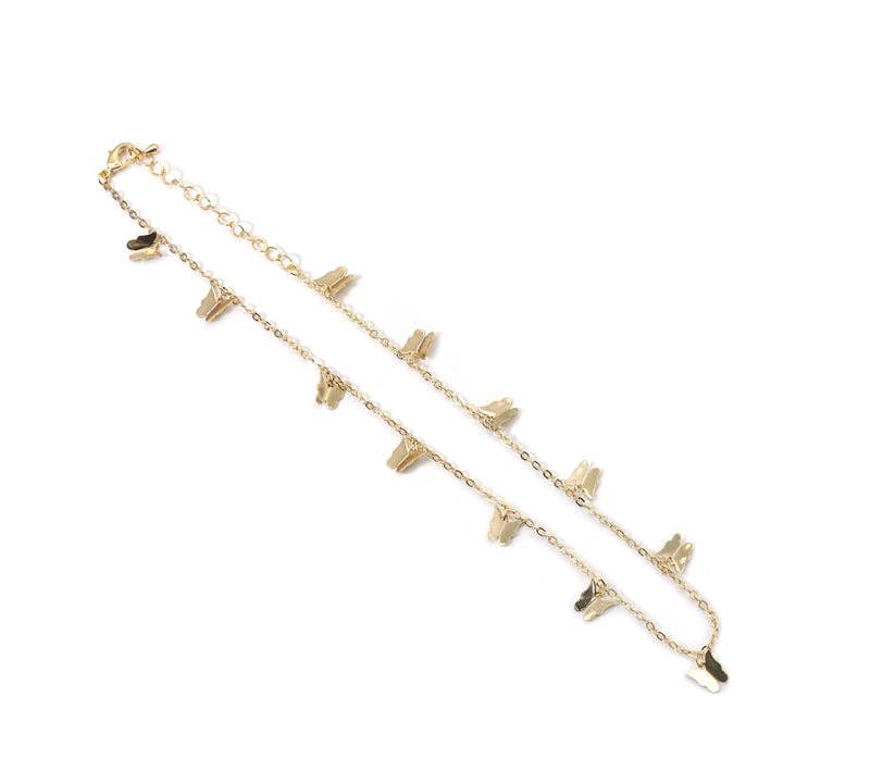 CZ Gold Butterfly Choker Necklace,sku#EF268