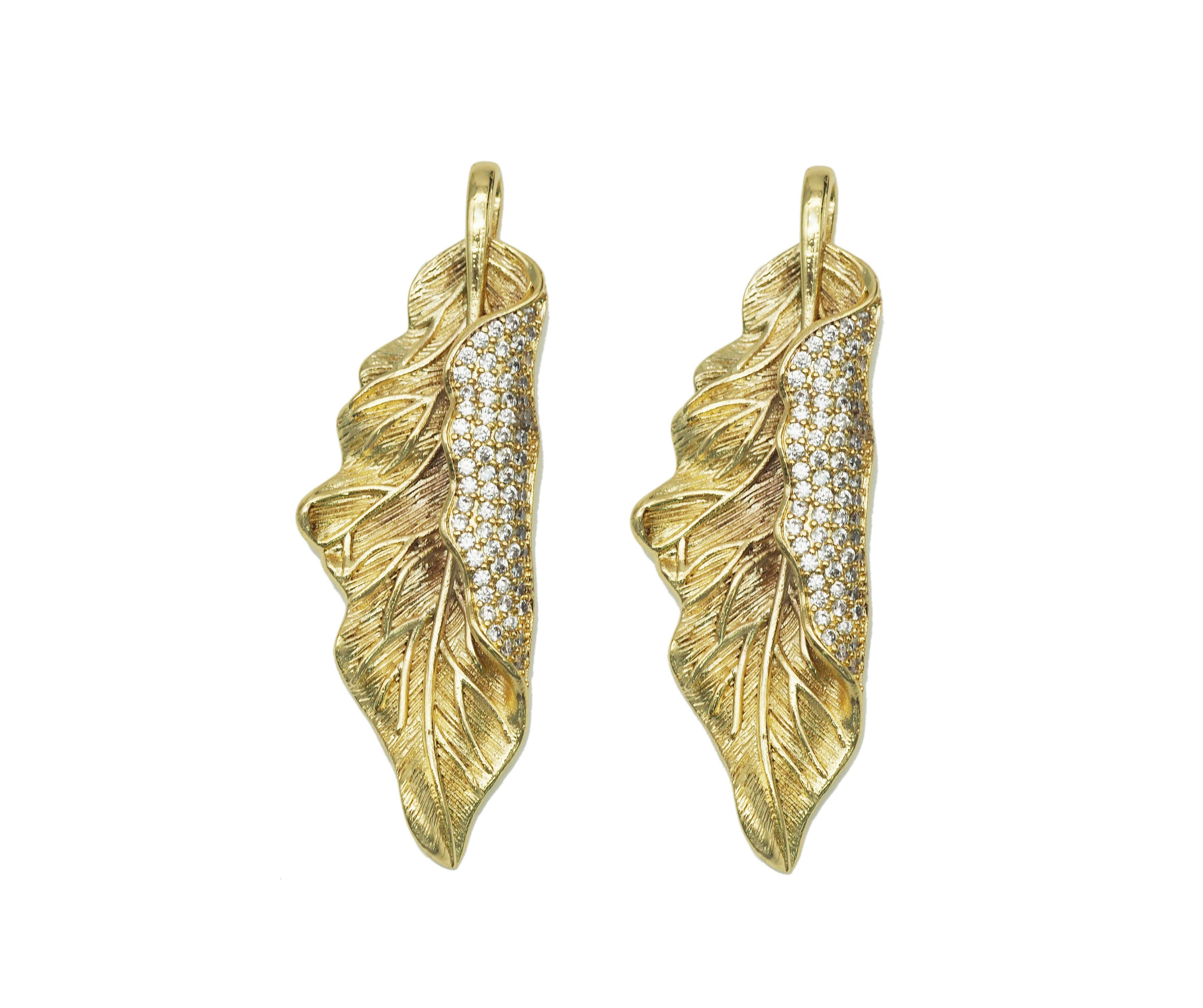 CZ Leaf Shape Charm, Sku#LX35c