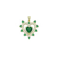 Green CZ Spike Heart Charm Pendant, Sku#LK1088