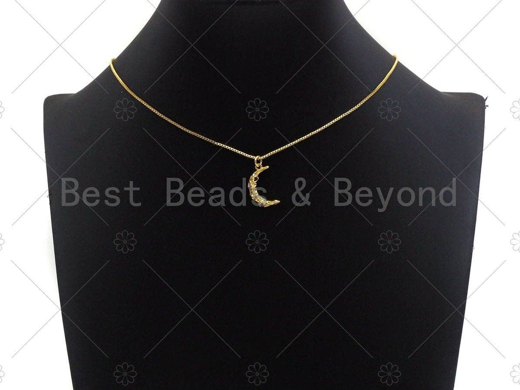 Colorful CZ Micro Pave Textured Cresent Moon Pendant,Cubic Zirconia Hammered Moon Charm, Gold/Silver/Rose Gold/Gunmetal Moon,18mm,sku#Y300