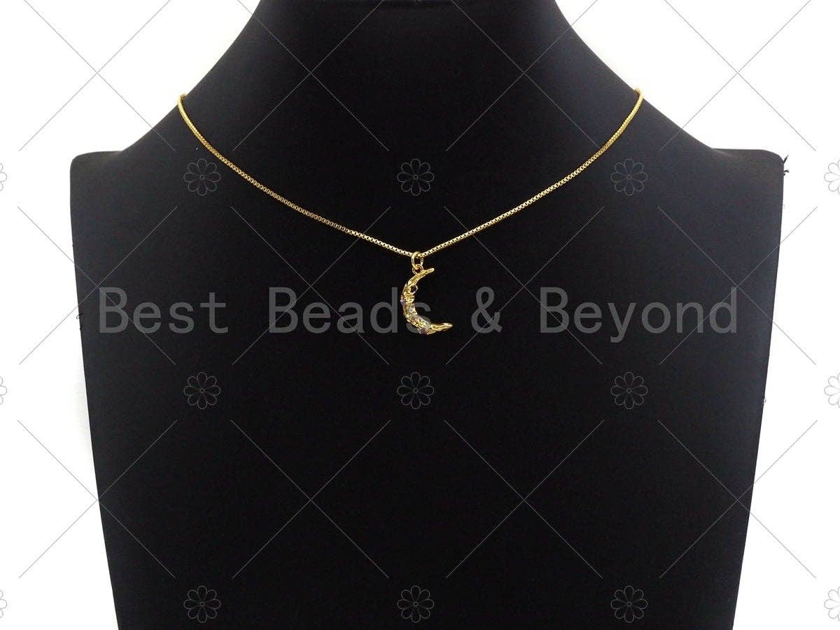 Colorful CZ Micro Pave Textured Cresent Moon Pendant,Cubic Zirconia Hammered Moon Charm, Gold/Silver/Rose Gold/Gunmetal Moon,18mm,sku#Y300