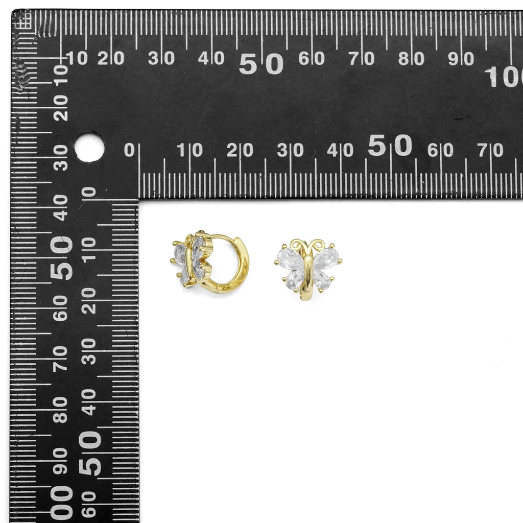 Cute Gold Butterfly CZ Hoop Earrings, Sku#Y811