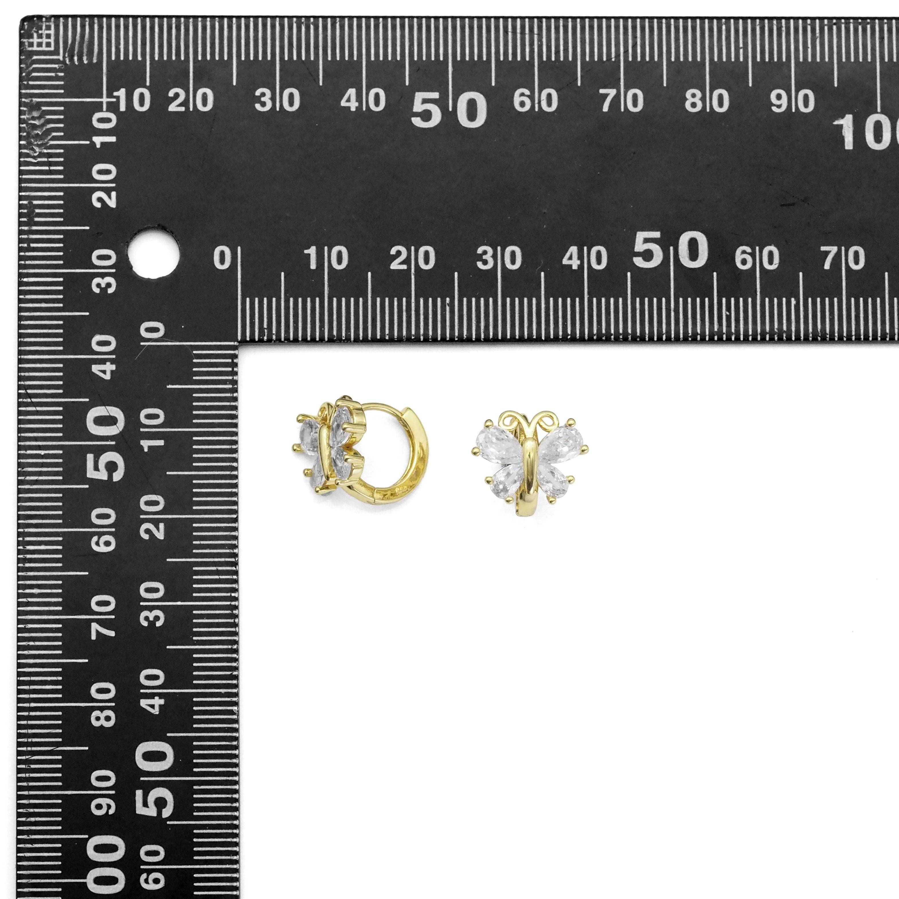 Cute Gold Butterfly CZ Hoop Earrings, Sku#Y811