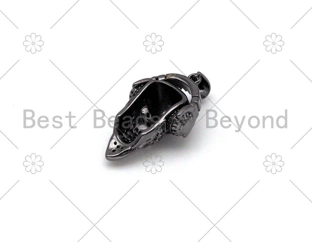 CZ Micro Pave Head With Headset Shape Pendant/Charm,CZ Gold/Siver/Black/Rose Gold Charm, Necklace Bracelet Charm Pendant,13x22mm,Sku#Y486