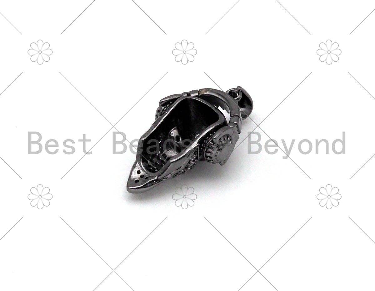 CZ Micro Pave Head With Headset Shape Pendant/Charm,CZ Gold/Siver/Black/Rose Gold Charm, Necklace Bracelet Charm Pendant,13x22mm,Sku#Y486