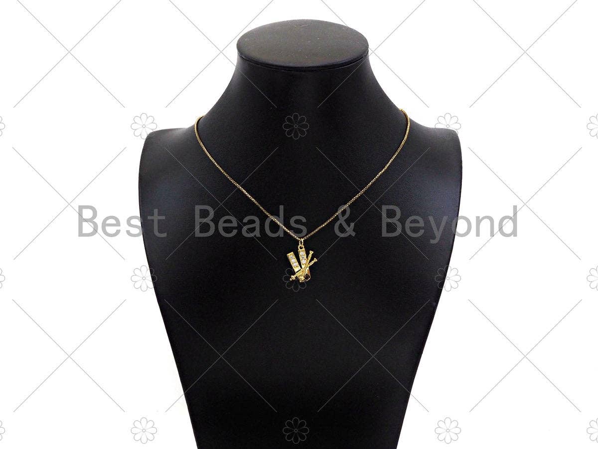Gold Filled CZ Micro Skating Board Shape Pendant, 18K Gold Filled Skating Charm, Necklace Bracelet Charm Pendant,18x19mm,Sku#Y462