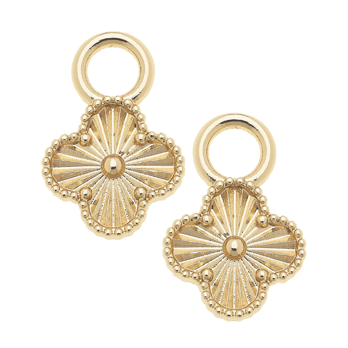 Fluted Clover Charm in Shiny Gold Set of 2