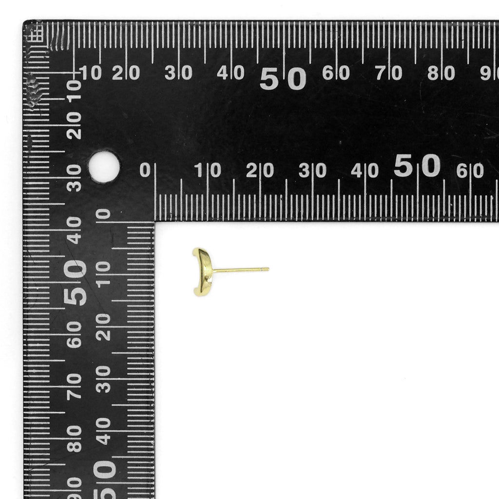 Plain Gold Cresent Moon Stud Earrings, Sku#LK897