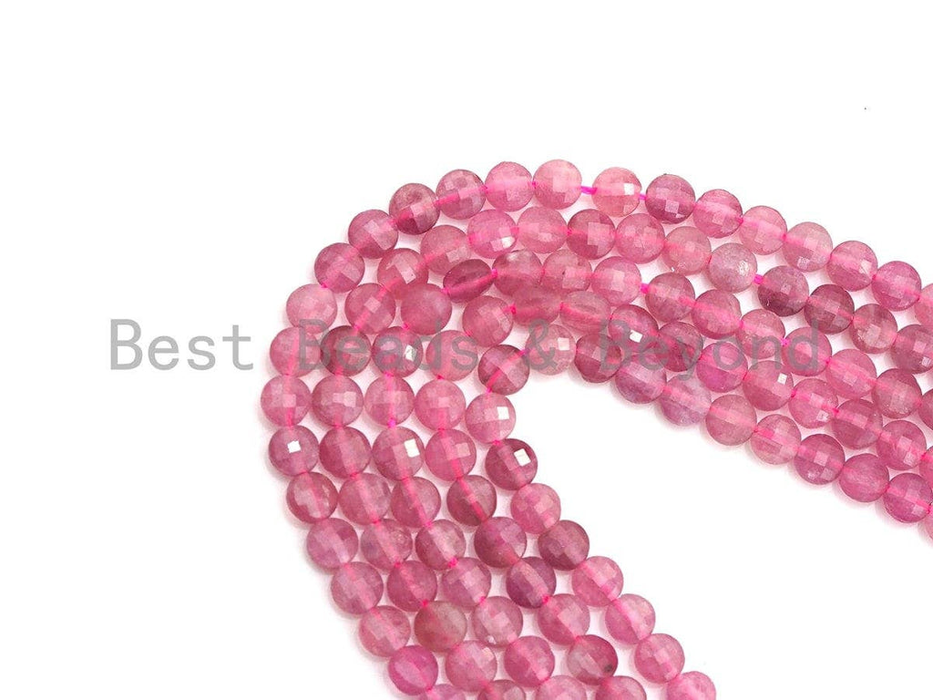 High Quality Natural Pink Tourmaline Checkerboard Cut Beads, 4mm Turtle Shell cut Tiny Tourmaline Beads, 16 Full strand, sku# U793