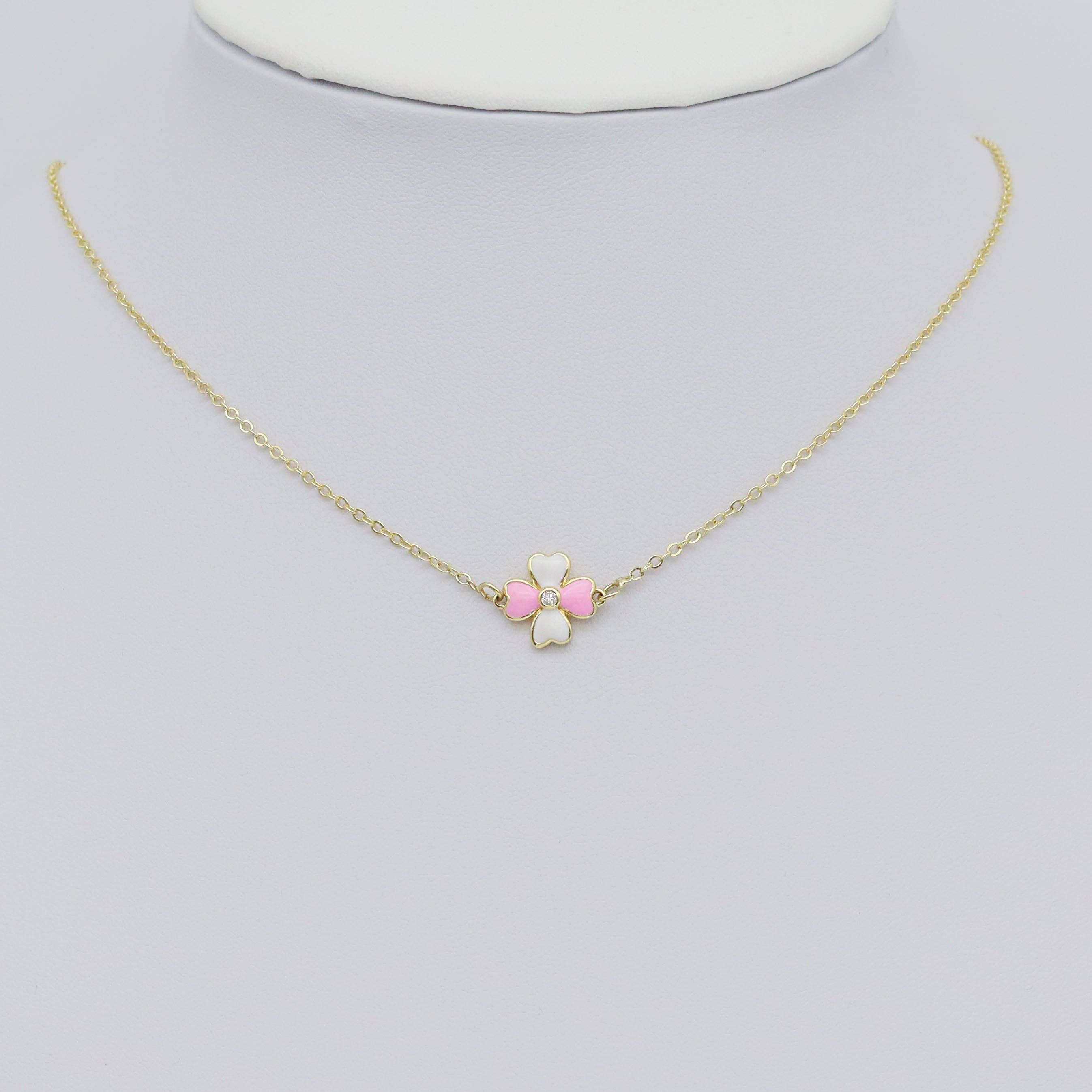 Dual Color Colorful Enamel Clover Connector Charm/Necklace, Sku#Y914