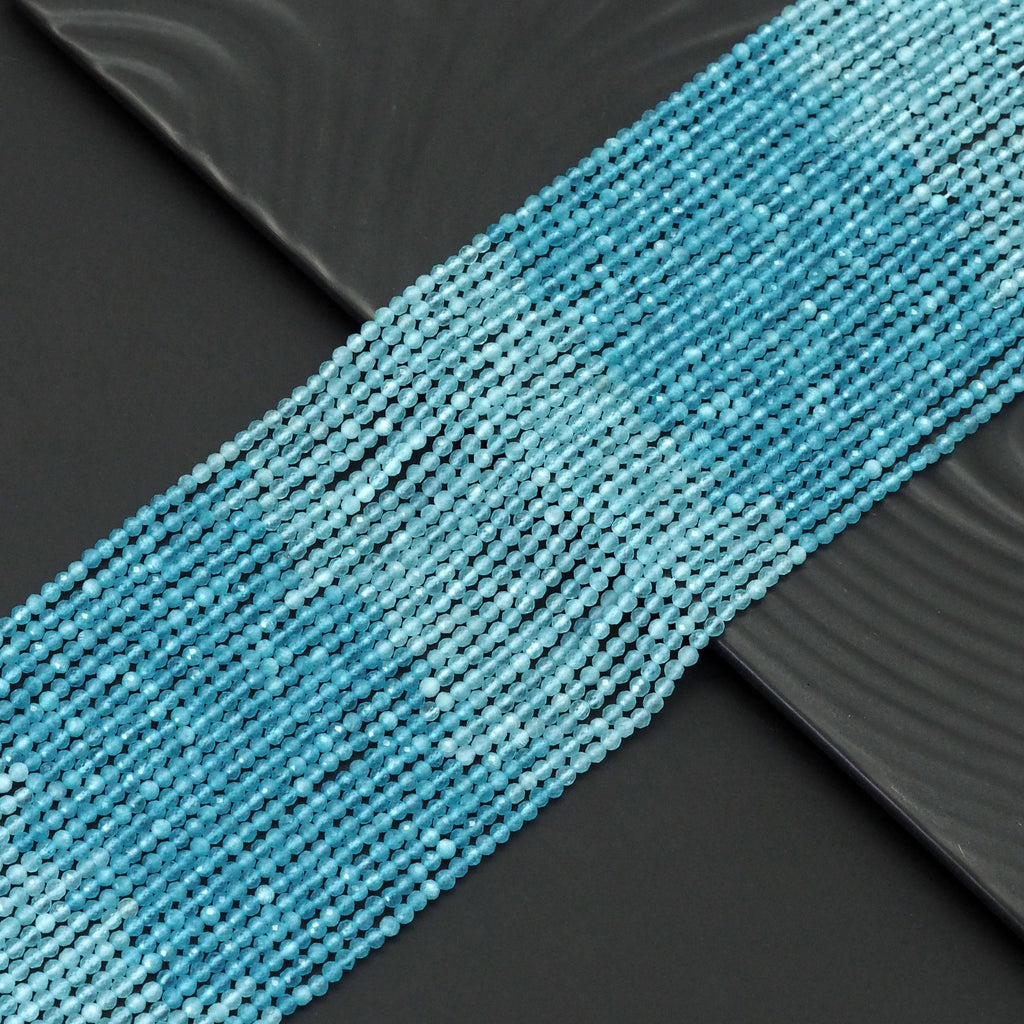 Blue Cat's Eye Round Faceted Beads, Sku#U1759