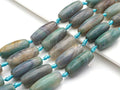 1pc/10pc Natural Agate Long Barrel Spacer Beads, Blue Brown Agate Spacer Beads, 14x30mm, sku#U885