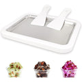 Instant Ice Cream Maker Rolled Ice Cream Maker Frozen Yoghurt Plate Instant Gelato Pan Roll for Homemade DIY Fun Parent Child Activities Families White