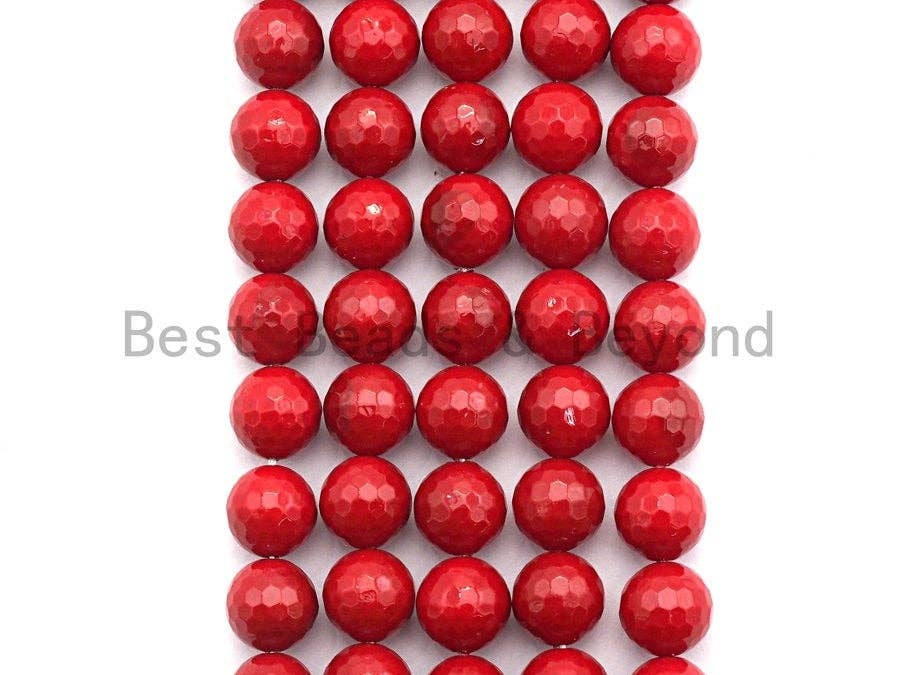 Quality Red Mother of Pearl beads, faceted Red Mop beads, SKU#T115