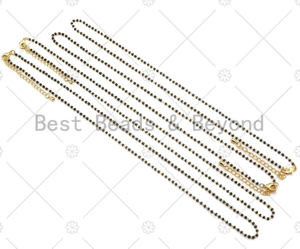18 Dainty Gold Black Chain Necklace, Layering Necklace,