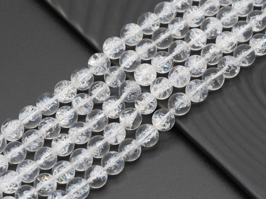 Genuine Rainbow Crack Quartz Round Smooth Beads, Sku#U1356