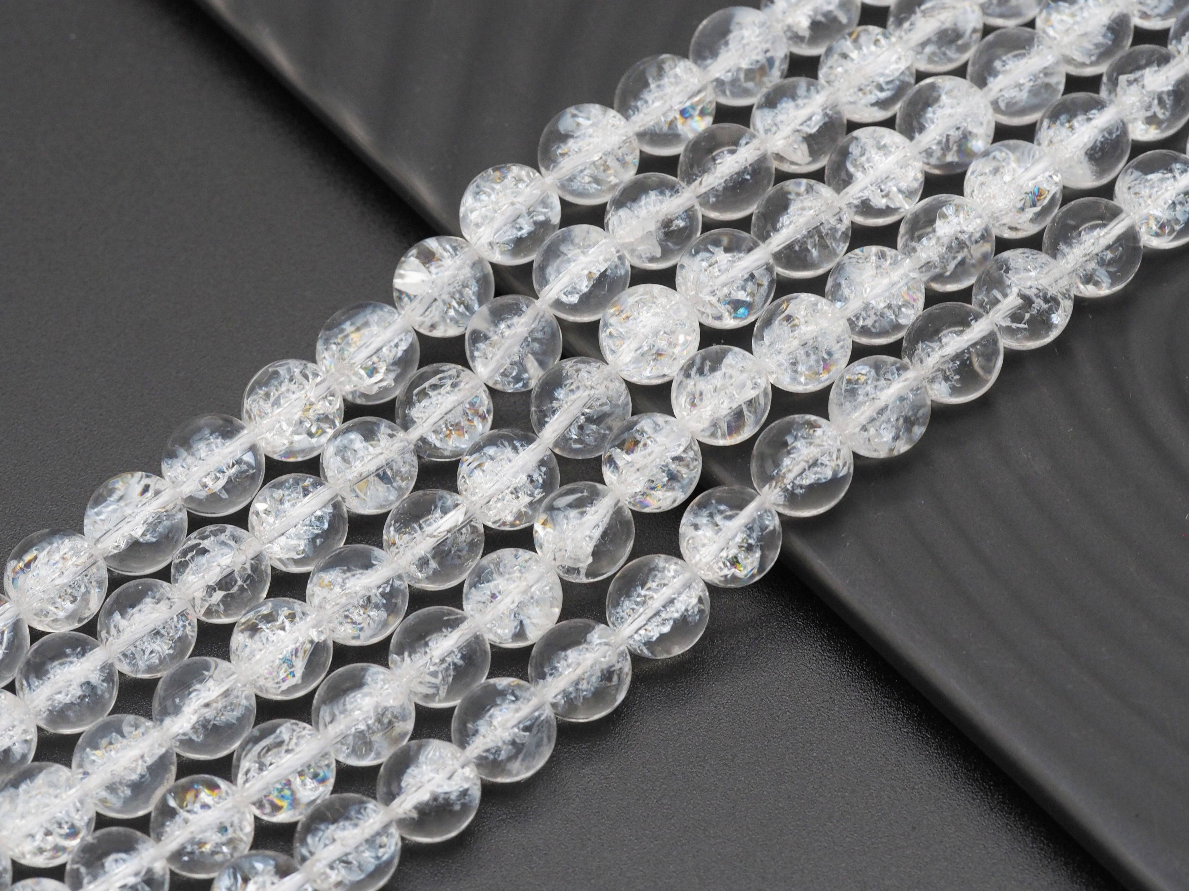 Genuine Rainbow Crack Quartz Round Smooth Beads, Sku#U1356