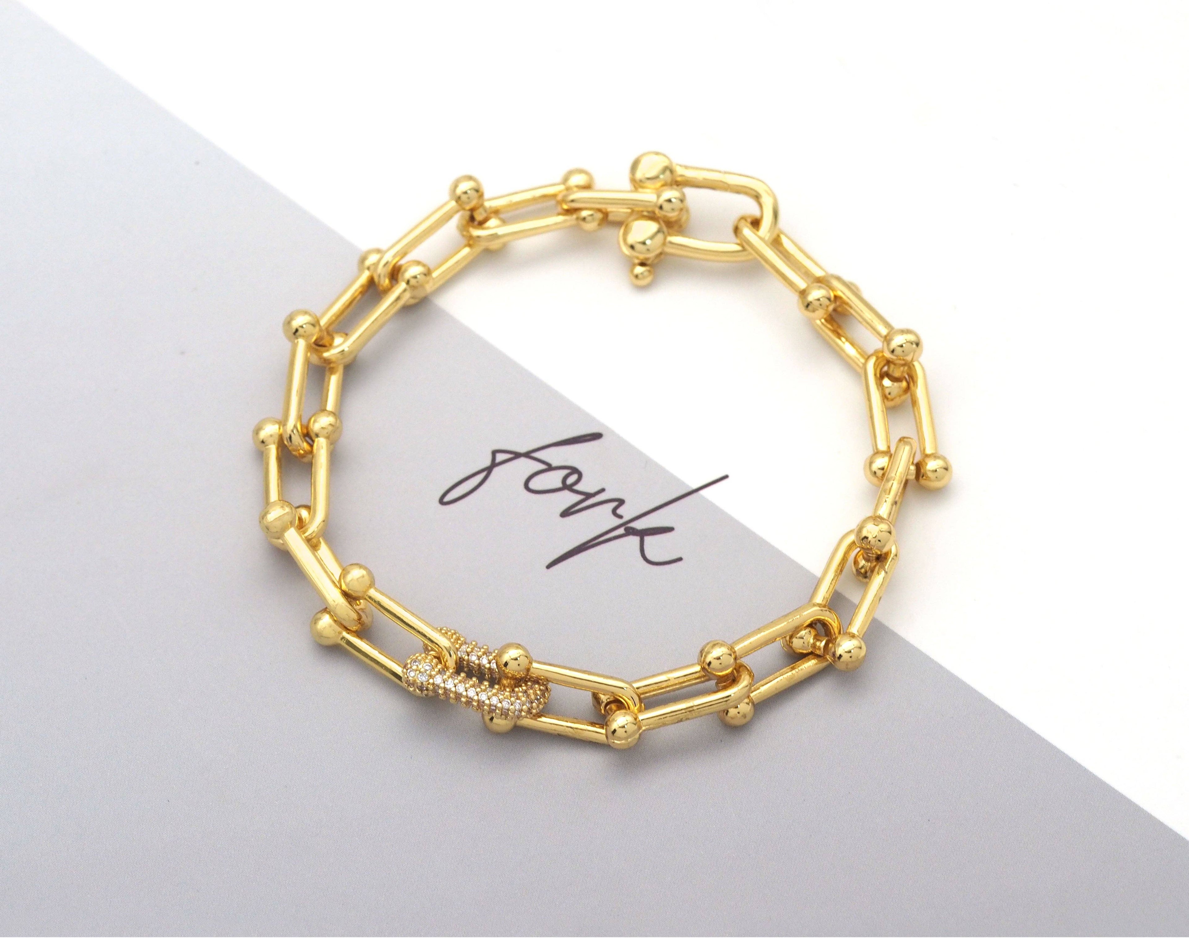 CZ U Ball Chain Bracelet Necklace, Sku#EF238