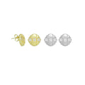 Clear CZ Round Checkboard Stud Earrings, Sku#A372
