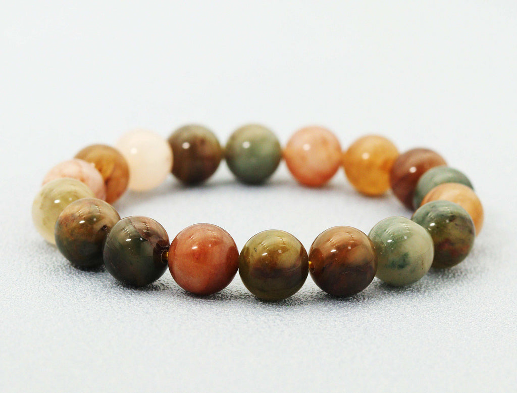 Mixed Rutilated Quartz Round Smooth Stretchy Bracelet, Sku#EF129