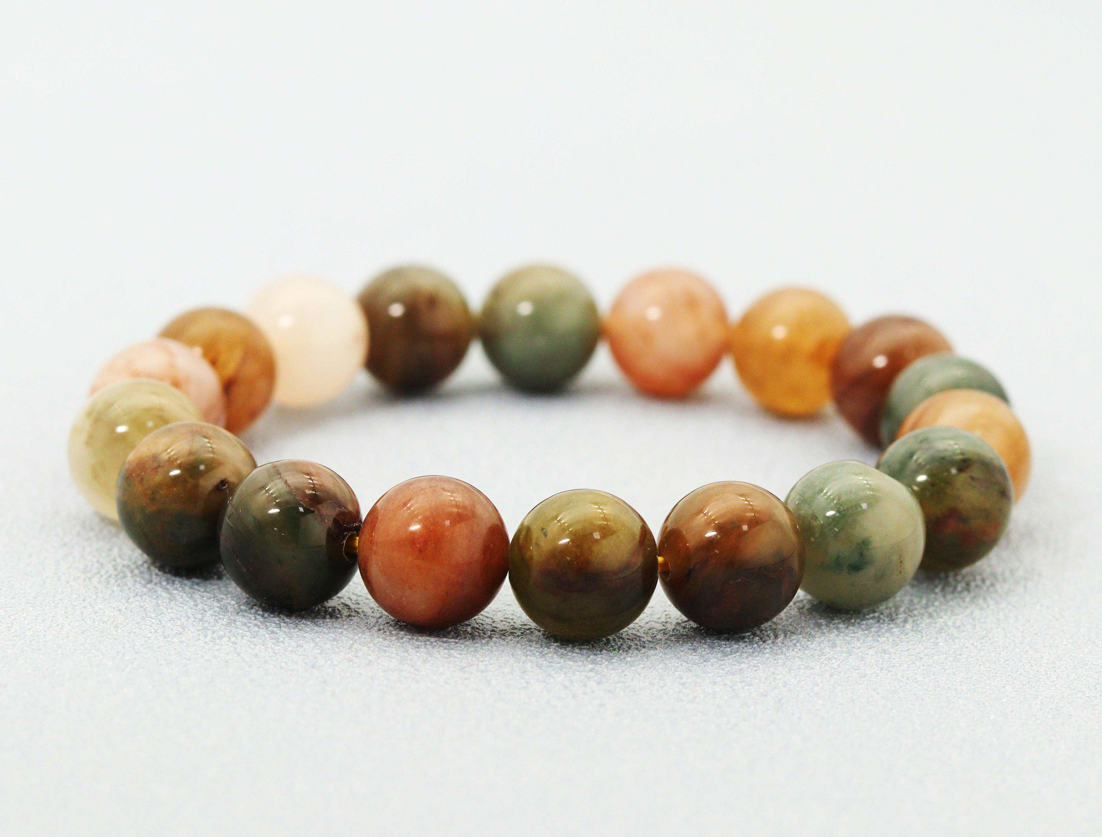 Mixed Rutilated Quartz Round Smooth Stretchy Bracelet, Sku#EF129