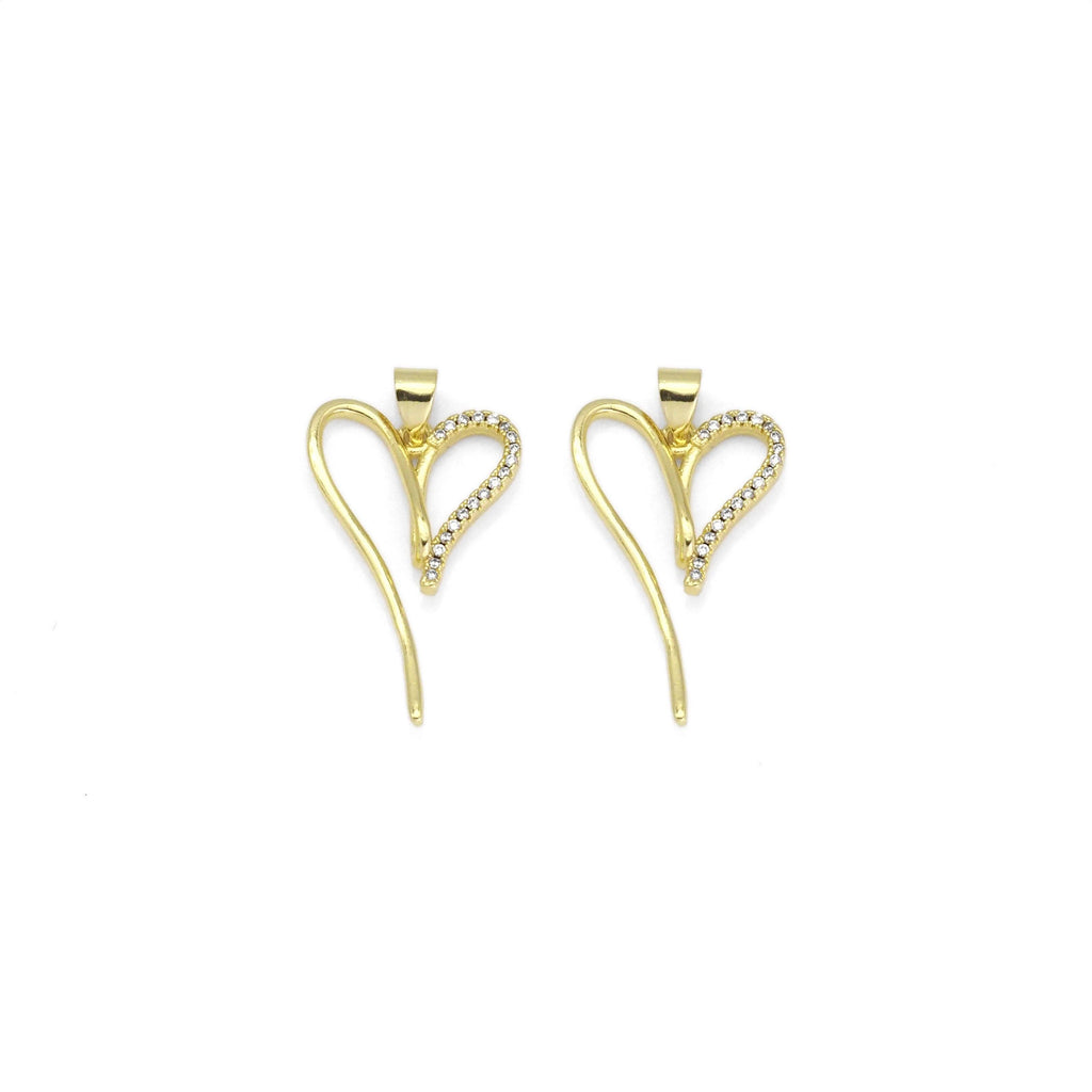 Gold CZ Heart Sahpe Charm, Sku#LK886