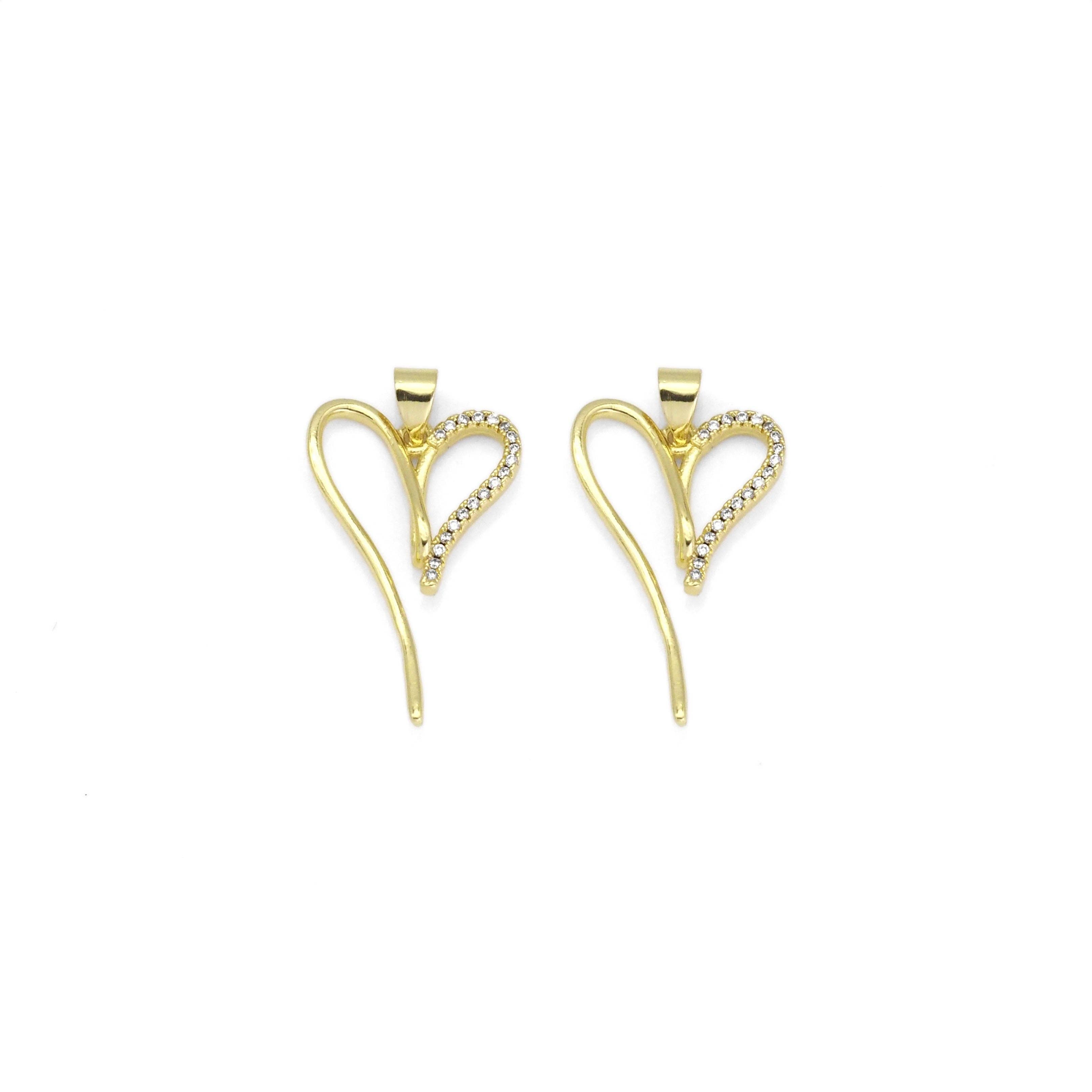 Gold CZ Heart Sahpe Charm, Sku#LK886