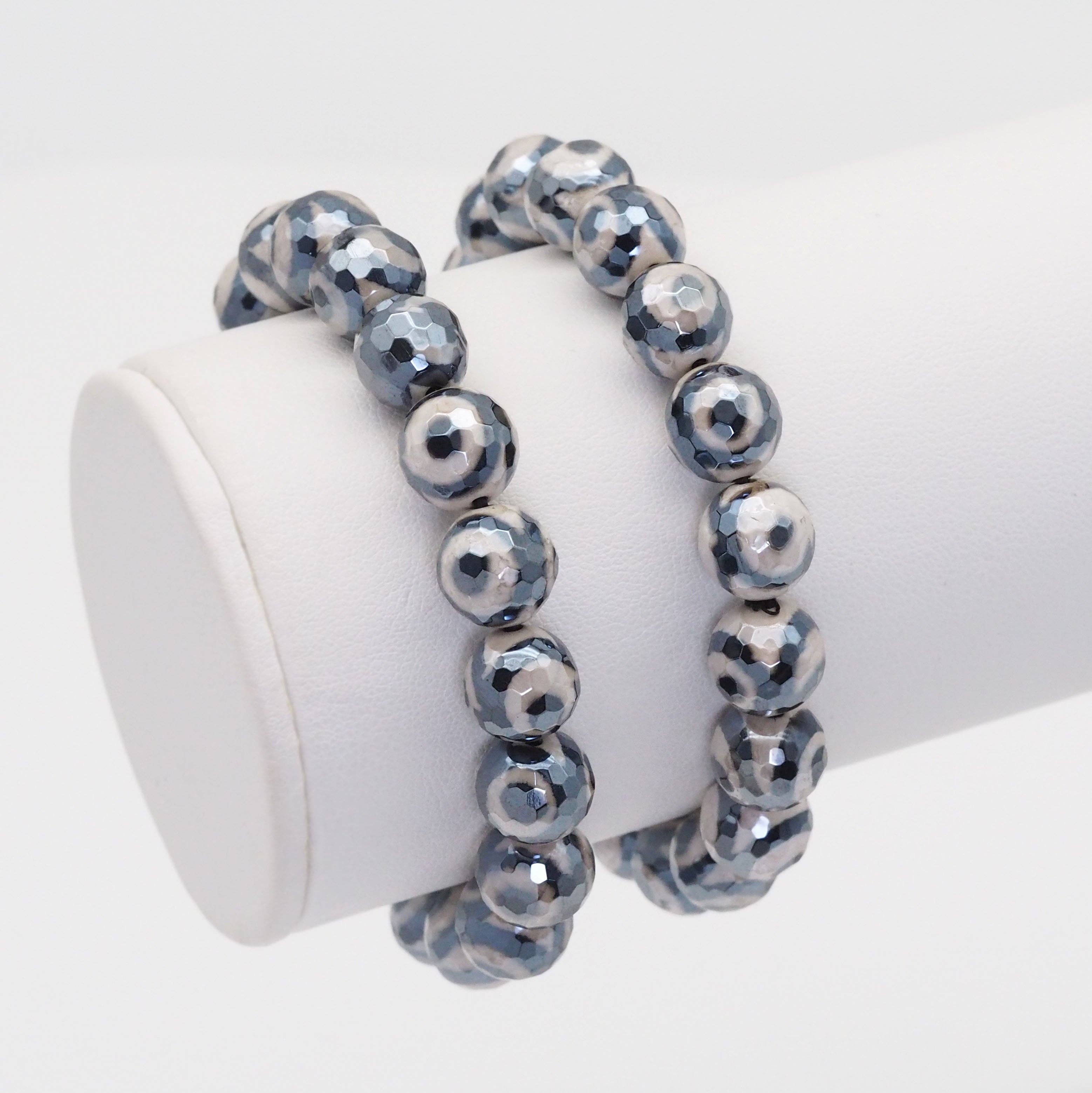 Mystic Evil Eye Tibetan Agate Stretchy bracelet, Sku#EF428