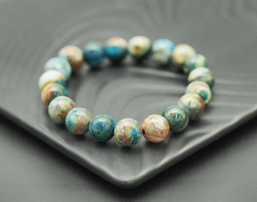 Tibetan Agate 10mm Stretchy Bracelet, Sku#EF92C