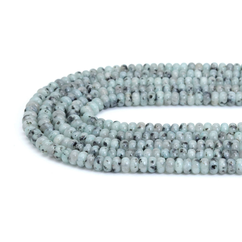 Smooth Rondelle Black Spotted Agate Beads, Sku#U1912