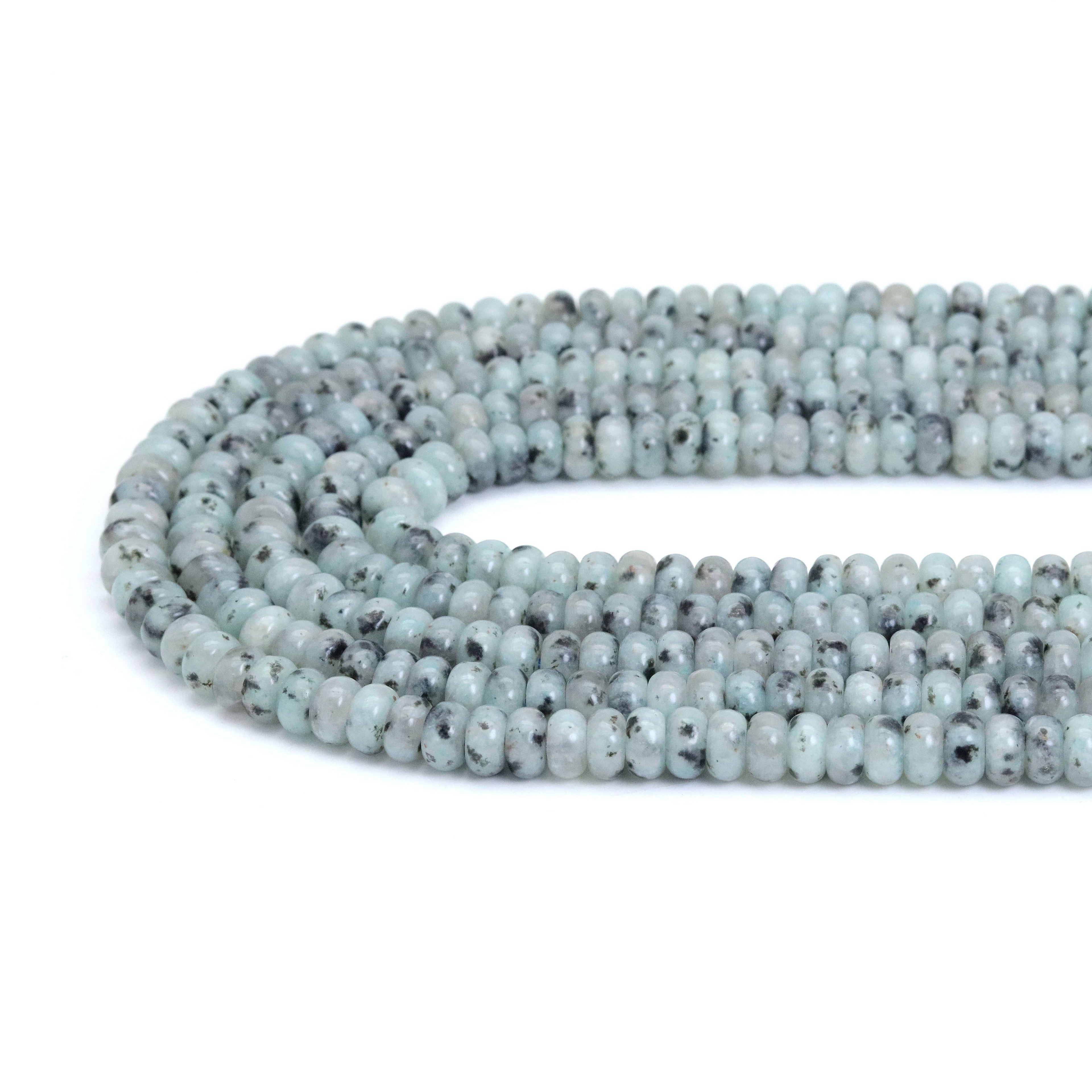 Smooth Rondelle Black Spotted Agate Beads, Sku#U1912