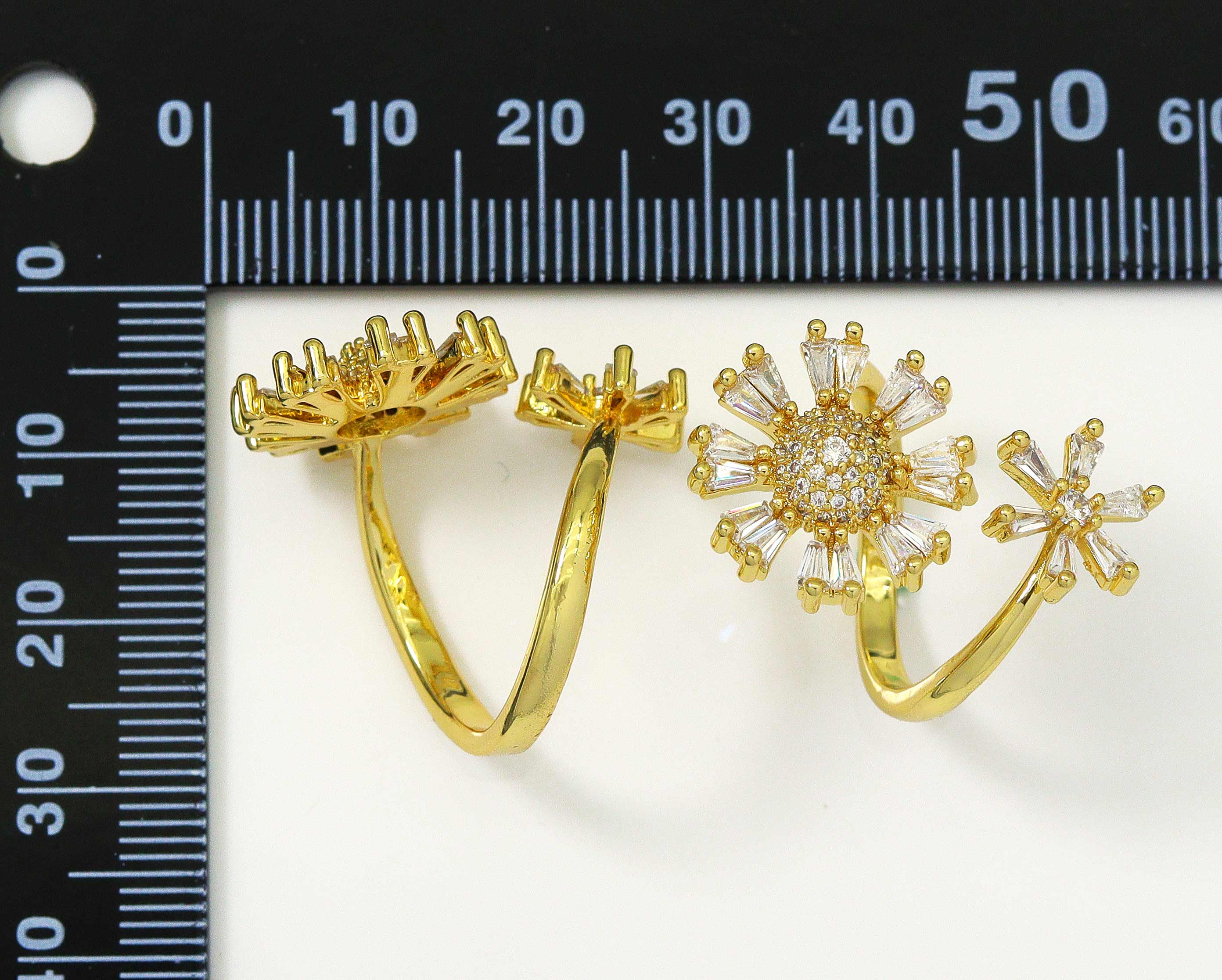 CZ Daisy Sunflower Adjustable Ring, Sku#LD286