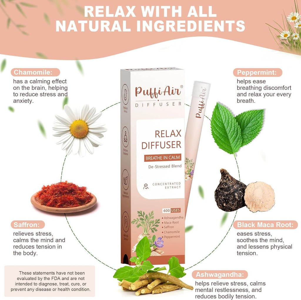 Herbal Diffuser Duo, Sleep and Relax Diffuser Pens with Extract of Melatonin, Chamomile and Other Biotanicals, 100% Natural Swap - up to 600 Uses (Varies by Usage), Stress Relief Duo