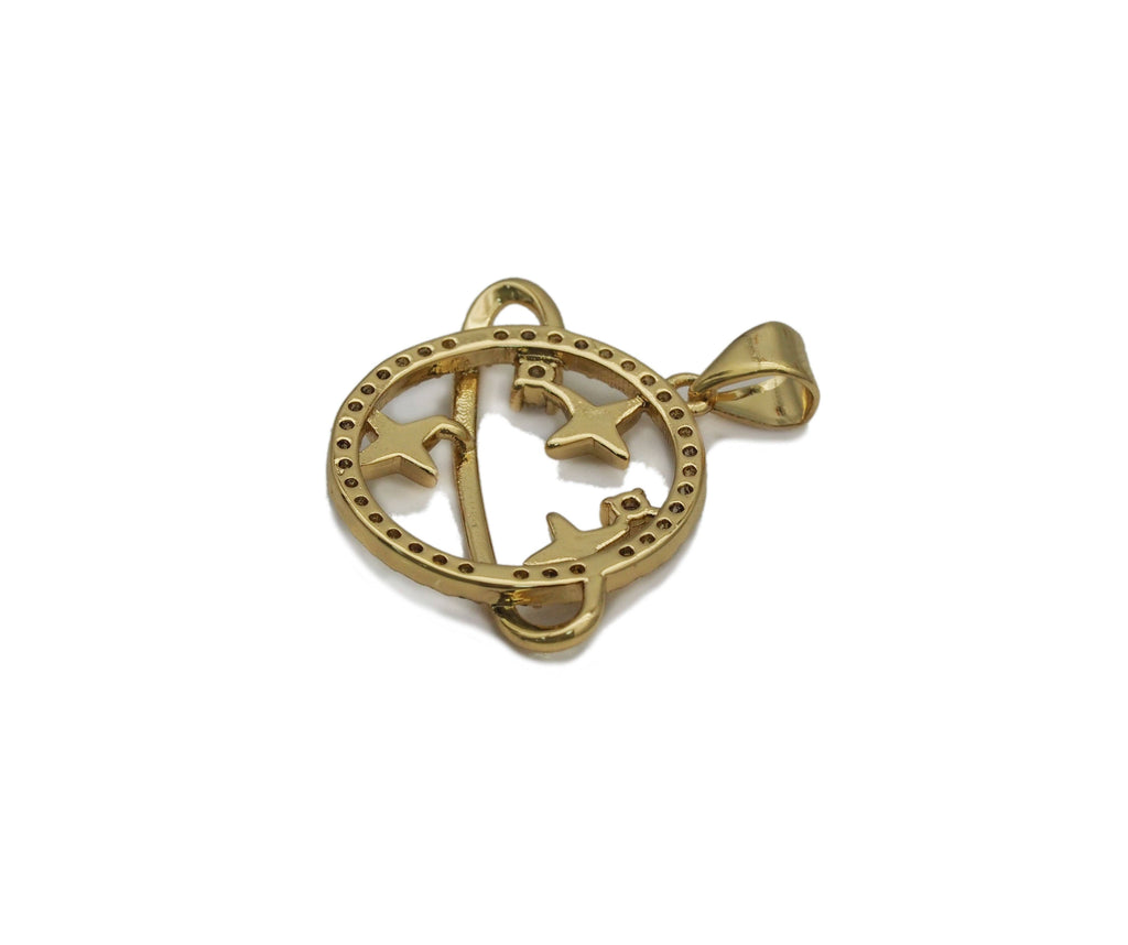 CZ Gold North Star On Earth Charm, Sku#LX126