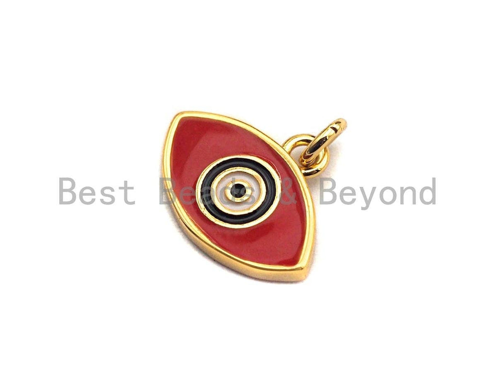 Enamel Evil Eye Charm, Red Blue White eye pendant, Enamel eye charm, Protection eye charm, 11x14mm,sku#F939