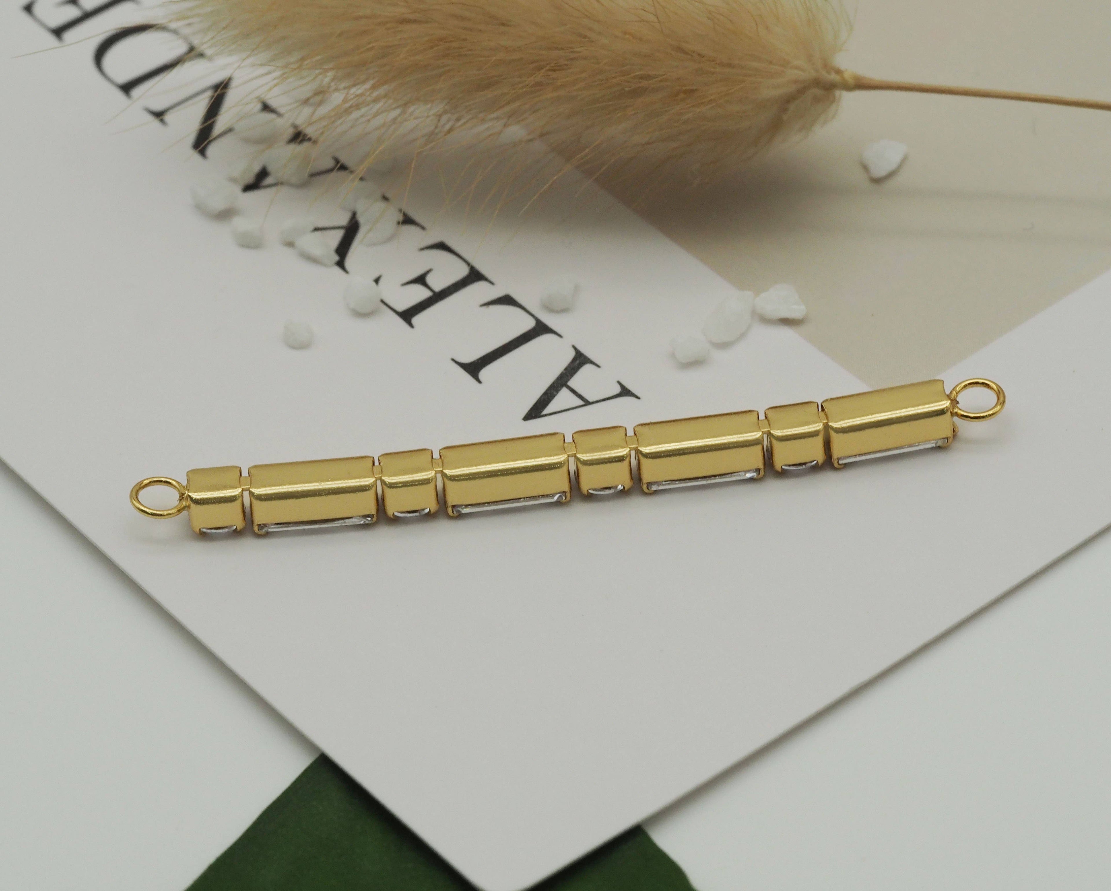 Baguette CZ Long Connector, Sku#Y643
