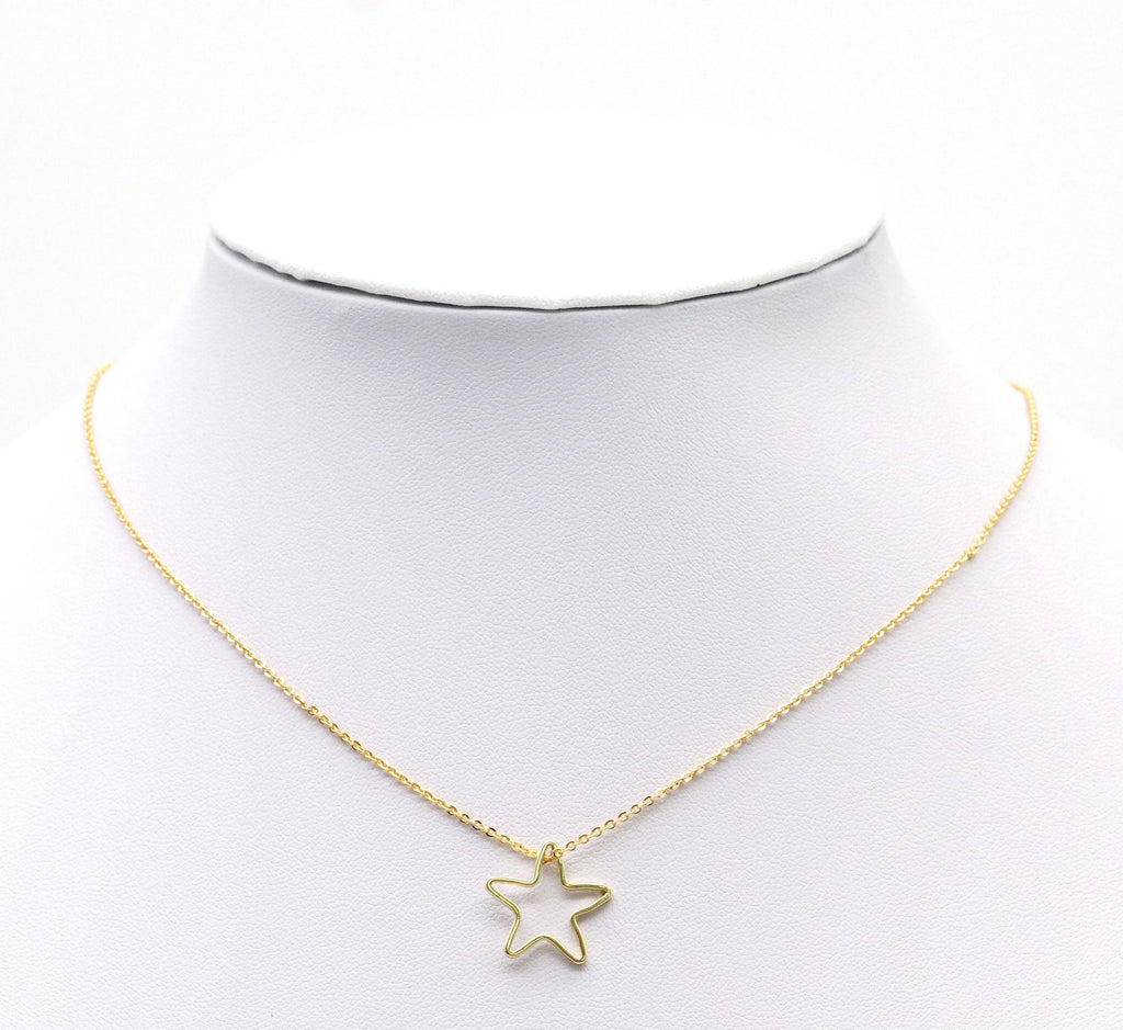 Gold Five Star Frame Shape Charm, Sku#ZX104