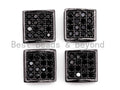 Black CZ Pave On Black Flat Square Beads, Black Micro Pave Beads, Cubic Zirconia Spacer Beads, 3x8mm, sku#G322