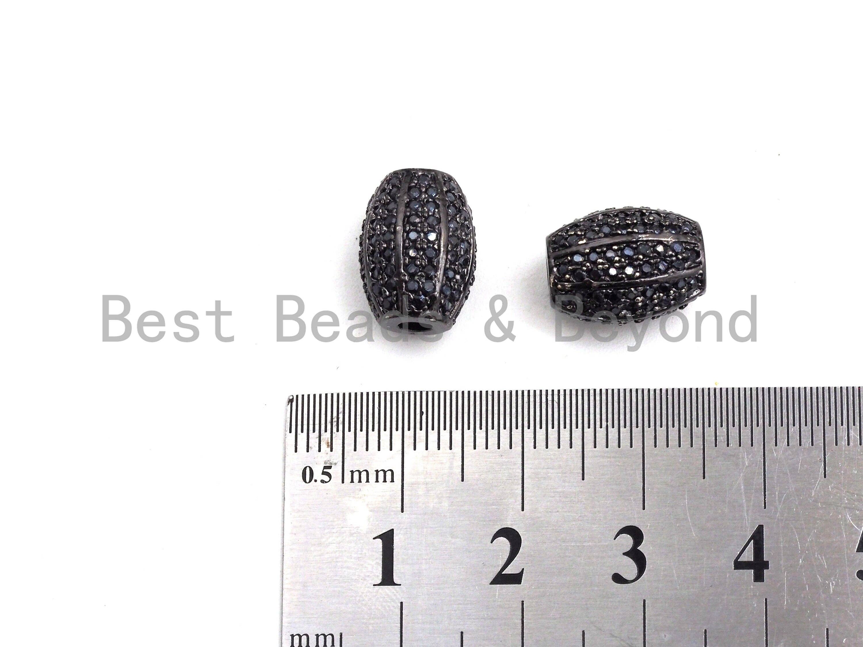 Black CZ Pave On Black Micro Pave Oval Spacer Beads Crystal for Bracelet/Necklace, Cubic Zirconia Beads, 10x13mm, sku#G414