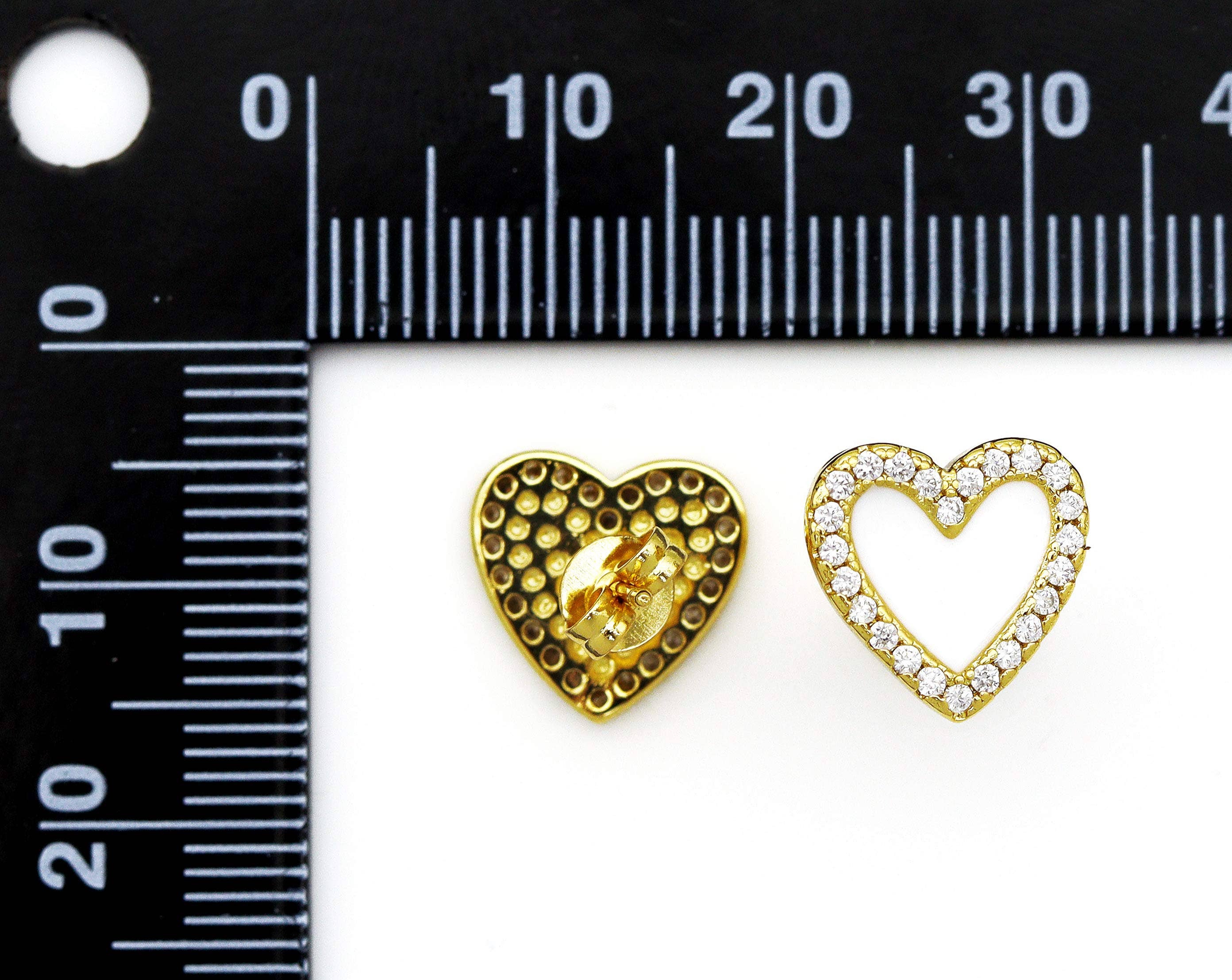 CZ Enamel Heart Stud Earrings, Sku#LK671