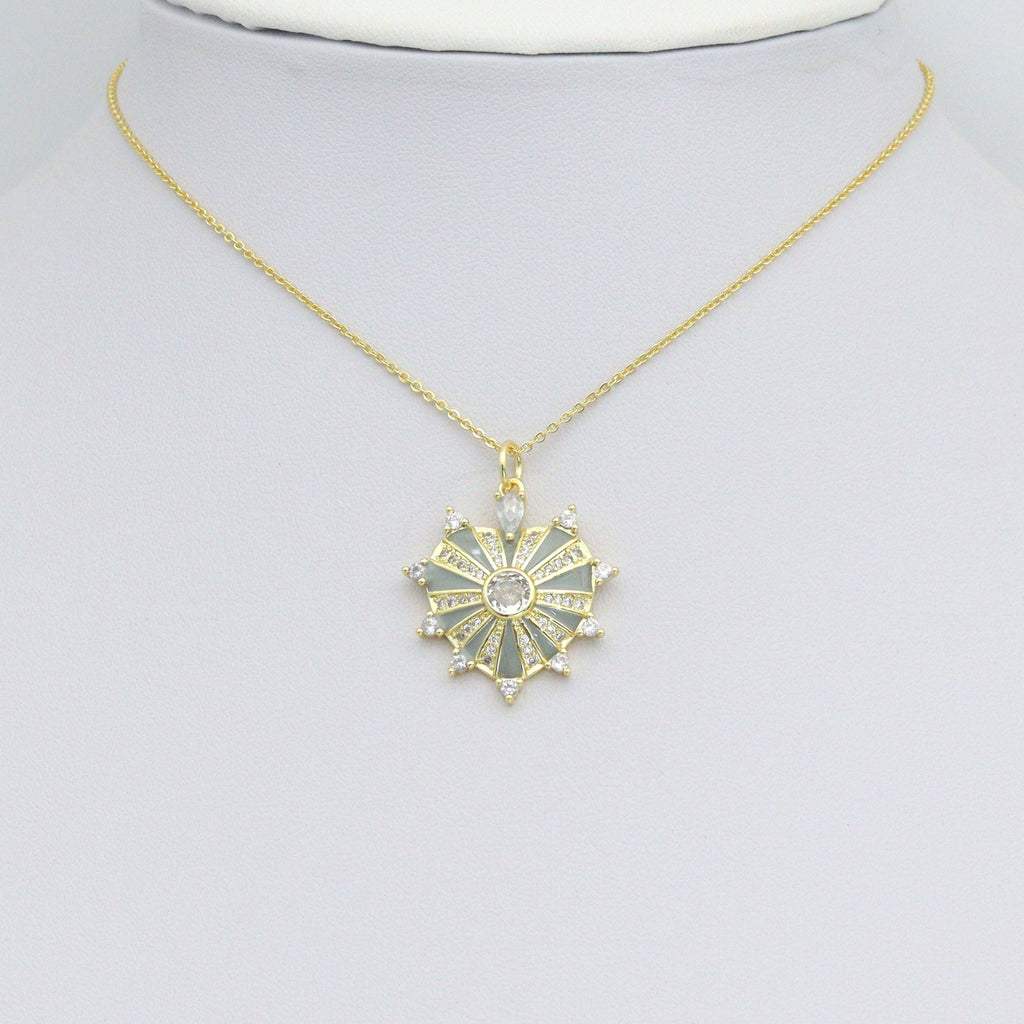 Gray Enamel Spike Heart Charm Pendant, Sku#LX805