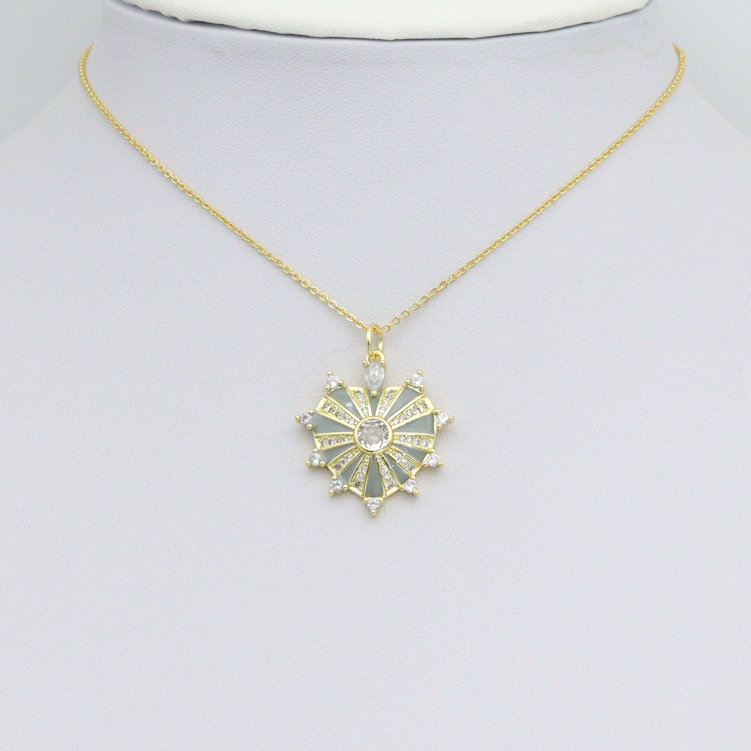 Gray Enamel Spike Heart Charm Pendant, Sku#LX805