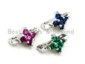 CZ Micro Pave Spacer Beads for Double Strand Necklace Bracelet, Fuchsia/Blue/Green Cubic Zirconia Space Beads, 7x11mm, sku#N41