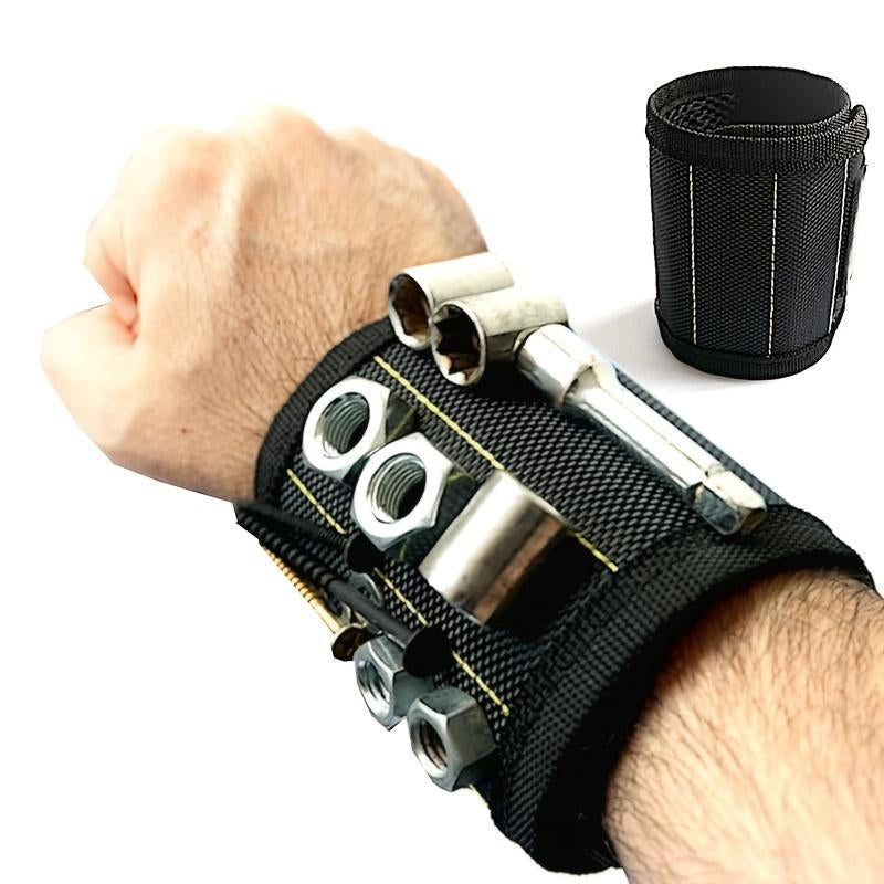 Magnetic Wristband, Adjustable Breathable Tools Storage Armband, Wrist Magnet Screw Holder, Magnetic Wrist Strap for Holding Tools, Screws, Nails, Bolts, Drilling Bits, Tool Pockets