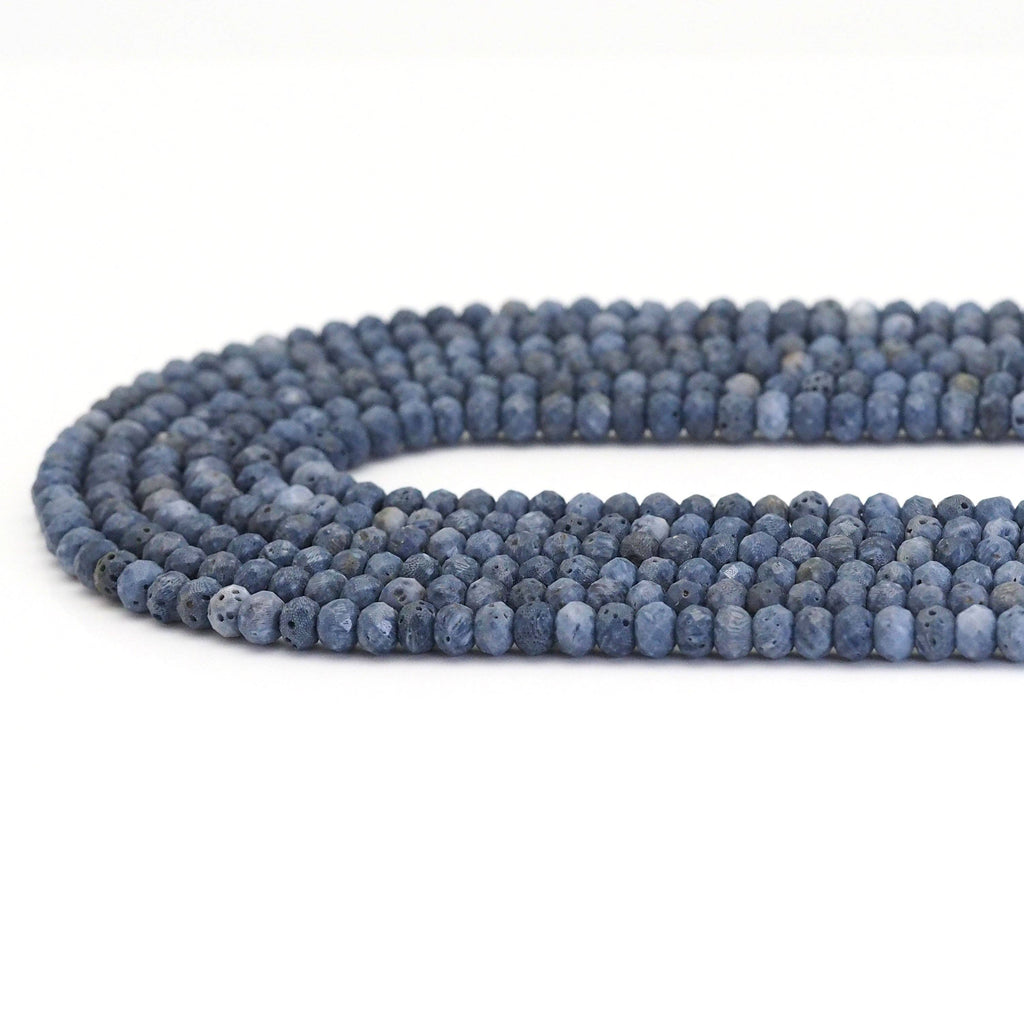 Genuine Blue Coral Faceted Rondelle Beads, Sku#U1673