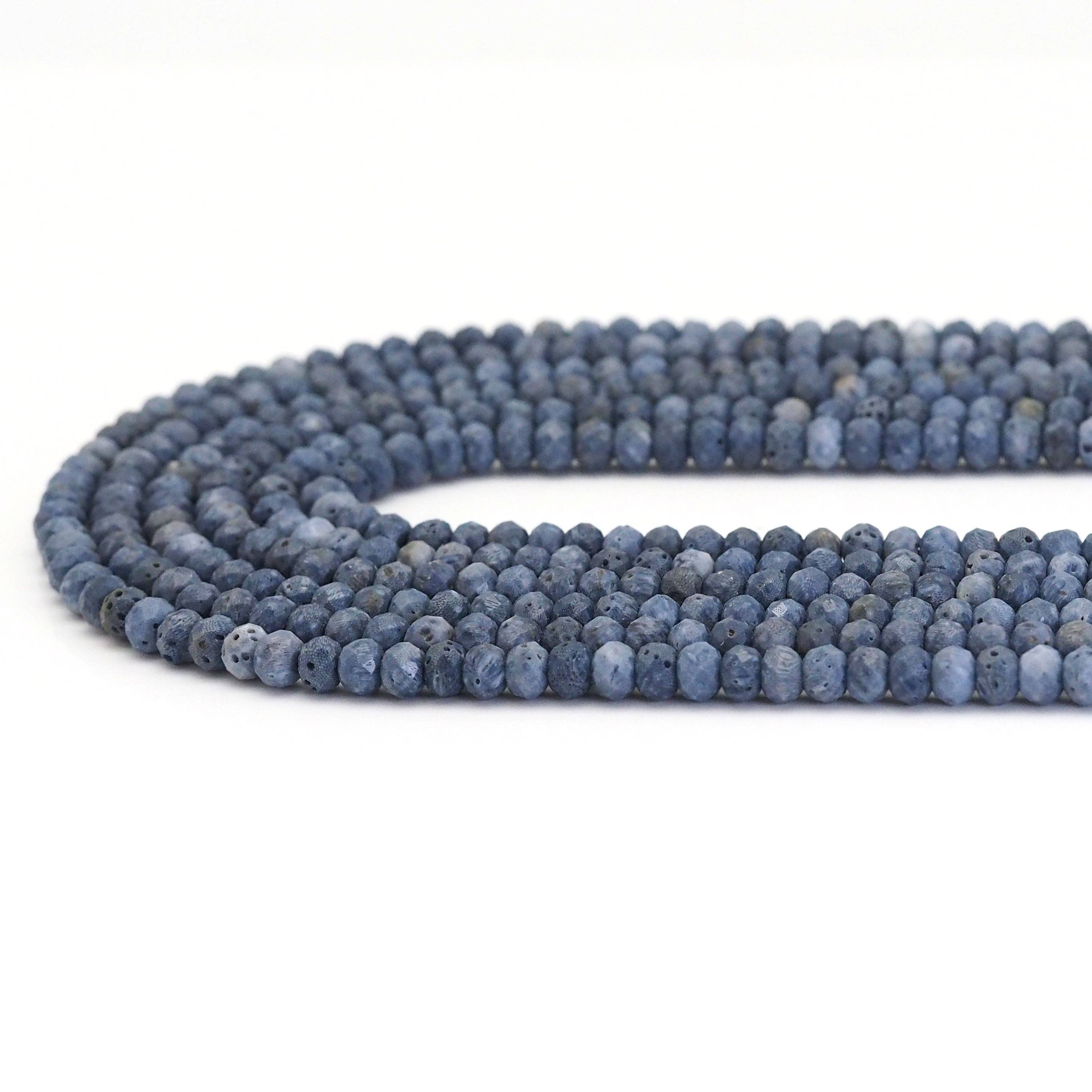 Genuine Blue Coral Faceted Rondelle Beads, Sku#U1673